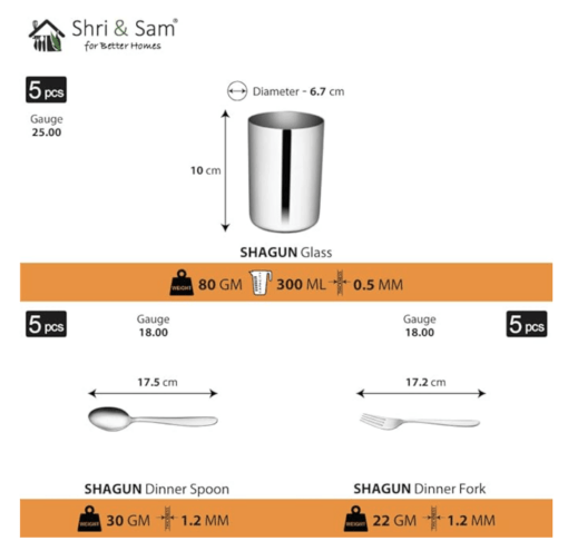 Shri & Sam Stainless Steel Shagun Dinner Set (30 Pcs Set) - Image 4